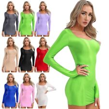 Mini vestido feminino brilhante manga longa cor sólida Bodycon lápis vestido clubwear comprar usado  Enviando para Brazil