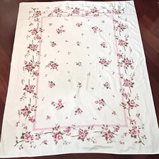 TOALHA DE MESA ESTILO CHIQUE GASTO VINTAGE 51" x 61" rosa no branco comprar usado  Enviando para Brazil