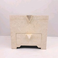 Caixa de joias vintage de pedra travertino branca, usado comprar usado  Enviando para Brazil