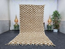 Alfombra marroquí hecha a mano Beni Ourain 5'x9'8" bereber a cuadros marrón blanca alfombra segunda mano  Embacar hacia Mexico
