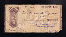 F.C. BANCO DE BILBAO , 25 PESETAS 1936 , MBC- , BANCO URQUIJO VASCONGADO . comprar usado  Enviando para Brazil