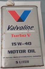 Ancien bidon d'huile Valvoline Turbo V, 15W40 Motor oil 5litres, vide comprar usado  Enviando para Brazil