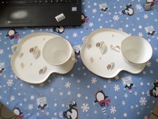 Pratos e xícaras de lanche vintage Noritake #5456 porcelana 4 peças folhas com acabamento dourado comprar usado  Enviando para Brazil