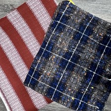 Tecido de poliéster tecido vintage dos anos 70 2,7 jardas texturizado azul tweed listrado ferrugem  comprar usado  Enviando para Brazil