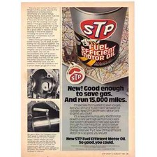 Anúncio impresso vintage da década de 1980 para óleo de motor STP com eficiência de combustível comprar usado  Enviando para Brazil