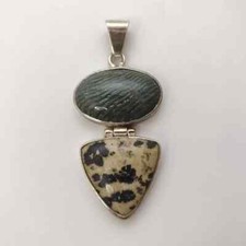 Elegante pingente de prata verde top gema ponto preto granito na parte inferior colar comprar usado  Enviando para Brazil