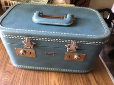 Bagagem de mão de maquiagem rígida vintage 1950 Towncraft azul estojo de trem, usado comprar usado  Enviando para Brazil