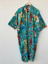 Kimono largo de algodón Frida Kahlo, cubierta vintage india hecha a mano, batas de baño segunda mano  Embacar hacia Mexico
