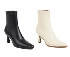 Botas femininas de salto alto biqueira quadrada sapatos de tornozelo de couro sintético preto/bege, usado comprar usado Botas femininas de salto alto biqueira quadrada sapatos de tornozelo de couro sintético preto/bege, usado comprar usado  Enviando para Brazil