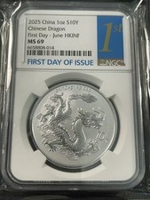 NGC MS69 2025 China 10YUAN China 2025 Dragón Moneda Plata Primer Día de Emisión segunda mano  Embacar hacia Mexico