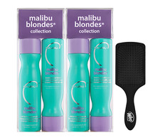 Kit de xampu e condicionador e remédio Malibu C Blondes e escova úmida preta pacote com 3, usado comprar usado  Enviando para Brazil