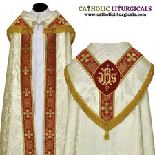 Conjunto de capa e estola de ouro metálico com bordado IHS, capa pluvial, capa, frente distante comprar usado Conjunto de capa e estola de ouro metálico com bordado IHS, capa pluvial, capa, frente distante comprar usado  Enviando para Brazil