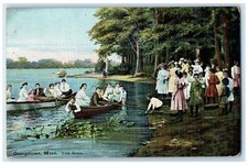 Cartão postal vintage c1910 barco canoagem Lake York Grove Georgetown Massachusetts MA comprar usado  Enviando para Brazil