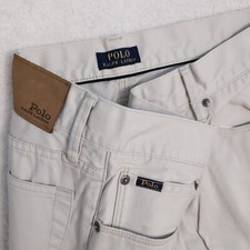 NOVO Logotipo Masculino POLO RALPH LAUREN Bege/Branco 5 Bolsos Elástico Ajuste Reto comprar usado  Enviando para Brazil