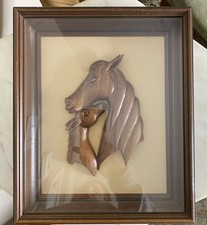 Galeria ocidental pendurada na parede de potro cavalo esculpida à mão madeira de teca dinamarquesa meados do século comprar usado  Enviando para Brazil