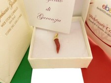 Pingente itália de ouro 18k em pedra preciosa vermelha de chifre de coral com 750 cornicello italiano, usado comprar usado  Enviando para Brazil
