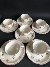 6 Villeroy & Boch Petite Fleur 130ml filiżanki do herbaty / spodki kwiaty ogrodowe białe / wielokolorowe, używany na sprzedaż  Wysyłka do Poland