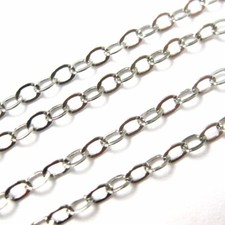 Corrente a granel folheada a ródio prata esterlina inacabada - cabo plano corrente oval - 2,5 mm, usado comprar usado  Enviando para Brazil