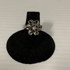 Deslumbrante anel floral redondo tom prata simulado pedra verde flor tamanho 5 KG, usado comprar usado  Enviando para Brazil