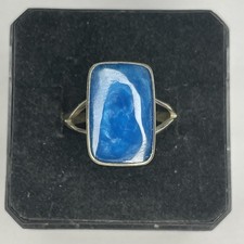 Anel vintage de prata esterlina 925 sílica ou pedra azul Larimar 2,4 gramas tamanho 7 comprar usado  Enviando para Brazil