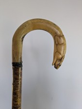 Bastão de caminhada antiga de carneiro chifre pastores bandido cabo esculpido em coelho 95cm (37") comprar usado  Enviando para Brazil