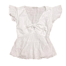 Usado, Blusa Abercrombie & Fitch branca manga esvoaçante peplum, XS comprar usado  Enviando para Brazil