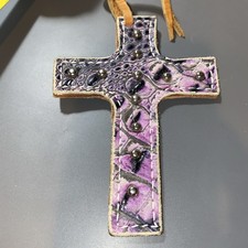 Usado, Sela de couro cruz feita à mão couro roxo gravata no showman crucifixo cristão comprar usado  Enviando para Brazil