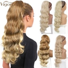 Cabelo longo ondulado sintético rabo de cavalo loiro cordão rabo de cavalo clipe em peça de cabelo comprar usado  Enviando para Brazil