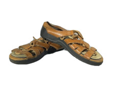 Sandálias femininas Dr Scholls de couro com tiras biqueira aberta com cadarço marrom tamanho 6-1/2, usado comprar usado  Enviando para Brazil