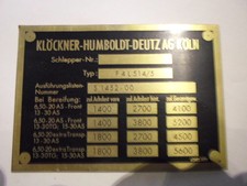 Typenschild klöckner deutz gebraucht kaufen Typenschild klöckner deutz gebraucht kaufen  Deutschland