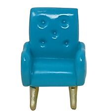 Poltrona azul retrô miniatura MCM com pernas douradas móveis para casa de bonecas #J-4 comprar usado  Enviando para Brazil