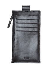 Usado, Porta-Cartão de Identidade DKNY Couro Estojo Carteira Bolsa com Zíper Preta comprar usado  Enviando para Brazil