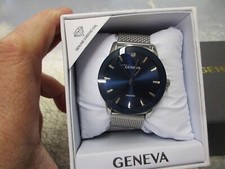 Novo Antigo Estoque Genebra Diamante Relógio de Quartzo Masculino Tom Prata Mostrador Azul Brilhante comprar usado  Enviando para Brazil
