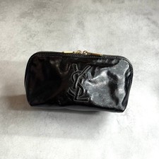 YSL Rive Gauche Pokrowiec Skóra lakierowana Czarne Złote Vintage Auth z JAPONII na sprzedaż  Wysyłka do Poland