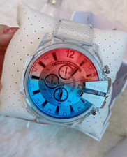Usado, 💥⌚ Novo na caixa Diesel Mega Chief mostrador azul vermelho cronógrafo relógio transparente DZ4515 💥⌚ comprar usado  Enviando para Brazil