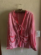 NOVA BLUSA/JAQUETA FEMININA XADREZ BRANCA VERMELHA SEM ETIQUETAS TAMANHO G BOLSOS CORAÇÃO FOFA! comprar usado  Enviando para Brazil
