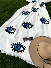 Toalha de praia Evil Eye Peshtemal feita à mão I Boho turca algodão macio toalha de banho comprar usado  Enviando para Brazil