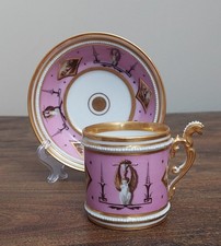 Antyk Old Paris Vieux Paris Ręcznie malowany różowe złoto Pozłacany porcelanowy spodek na sprzedaż  PL