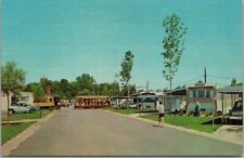 Carrinho cartão postal Olmstead Falls, Ohio "TROLLEYVILLE, EUA." Trailer Park década de 1960 comprar usado  Enviando para Brazil