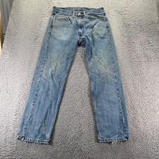 Jeans masculino Levis 505 34x32 azul lavagem média algodão ajuste regular jeans roupa de trabalho comprar usado  Enviando para Brazil