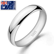 Joia de anel de casamento genuína de prata esterlina 925 clássica sólida 4 mm aliança lisa, usado comprar usado  Enviando para Brazil