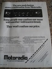 MOTORADIO IN-CAR ENTERTAINMENT NEW PUSH-BUTTON STEREO 1978 ADVERT A4 FILE 54 comprar usado  Enviando para Brazil