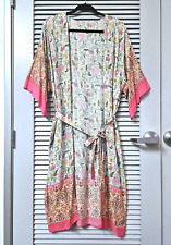 Cardigã quimono floral 3/4 azul/rosa 1XL com brincos Anthropologie comprar usado  Enviando para Brazil