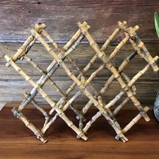 Estante de Vino Plegable Bambú Quemado 10 Botellas Acordeón MCM Boho Tiki Bar De Colección segunda mano  Embacar hacia Mexico