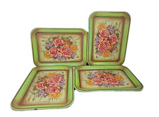 Lote de 4 bandejas de servir vintage de metal verde com design floral 12,75 "x 17,50" comprar usado Lote de 4 bandejas de servir vintage de metal verde com design floral 12,75 "x 17,50" comprar usado  Enviando para Brazil