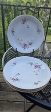 4 Vintage Włocławek Porcelana Żebrowane Kwiatowe 10,25" Talerze obiadowe Polska na sprzedaż  Wysyłka do Poland