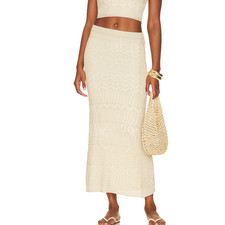 Saia maxi House of Harlow 1960 off white crochê XS malha resort franja $178, usado comprar usado  Enviando para Brazil
