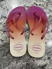 Sandálias femininas HAVAIANAS rosa pôr do sol flip flop EUA 9/10 EUR 41/42 comprar usado  Enviando para Brazil