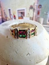 Usado, Anel COCKTAIL feminino ouro amarelo 18k diamante natural/rubi/esmeralda comprar usado  Enviando para Brazil