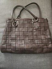 Bolsa de mão Poppie Jones cesta tecido couro marrom chocolate, usado comprar usado  Enviando para Brazil